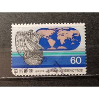 Япония, 1982. Парусник на фоне карты