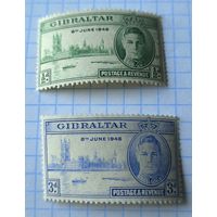 БРИТАНСКИЕ КОЛОНИИ ГИБРАЛТАР 1946 ГОД ГОДОВЩИНА ПОБЕДЫ
