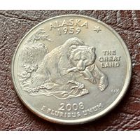 США 25 центов ,  Р  2008 Квотер штата Аляска   ( 2-6-1 )