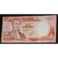 Колумбия 1986 (12 окт.) 100 песо оро UNC