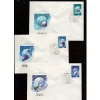 СССР 1987. КПД. Космос День космонавтики. Комплект 3 шт. Художник Стрельников. СГ Москва
