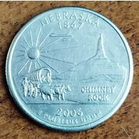 США 25 центов (квотер) 2006 г. P. Небраска.