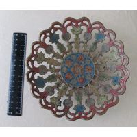 Все лоты с рубля.Старая ваза,конфетница,латунь,эмали.Индия.