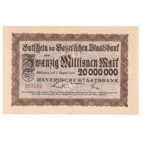 Германия Бавария Мюнхен 20000000 марок 1923 года. Состояние UNC-
