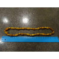 Бусы, янтарь  "желток", граненые, винтаж СССР, длина 30 см, вес 33 см