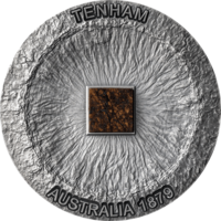 Камерун 2000 франков 2022г. "Метеорит Тенхэм. Координаты". Монета в капсуле; тематическом подарочном футляре; сертификат; коробка. СЕРЕБРО 50гр..