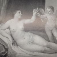 GUERCINO. Гравюра энциклопедическая 19-20век. 31х24см.Литография. РАСПРОДАЖА КОЛЛЕКЦИИ.