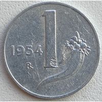 Италия 1 лира 1954 г.