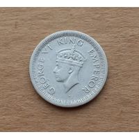 Британская Индия, 1/4 рупии 1943 г., серебро 0.900, Георг VI (1936-1952)