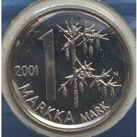 Финляндия 1 марка 2001 г. Последний выпуск марки перед переходом на евро. В блистере