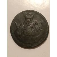 Монета Россия 1756 год  (перечекан) ММД ("орёл в облаках")