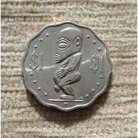 Werty71 Острова Кука 1 доллар 1992 года Полинезийский бог плодородия Тангароа