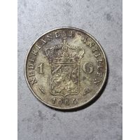 Нидерланды 1 гульден 1964 серебро 0.720 пробы