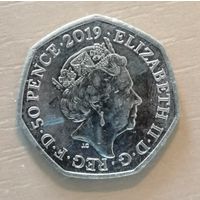 Великобритания, 50 пенсов, 2019 г., Паддингтонский медведь /у Тауэра/, UC# 1022