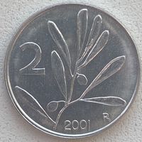 Италия 2 лиры 2001 г.