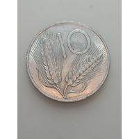 Италия 10 лир 1969 года .