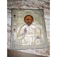 Икона старинная письмо  Николай Чудотворец с предстоящими святыми.