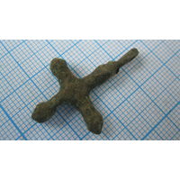 Крестик старинный, нательный. Бронза, литье.