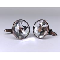 Запонки горный хрусталь серебро 875 клеймо звезда СССР Русские самоцветы