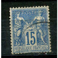 Франция - 1892 - Аллегория 15c - (есть тонкое место) - [Mi.83] - 1 марка. Гашеная.  (Лот 29JG)-TG2P22