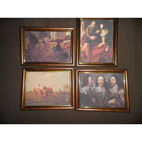 Венецианов,Ван Дейк,Рубенс,Дега,репродукции(ткань дублирована на картон) в рамках 4 шт.Новое!С рубля.