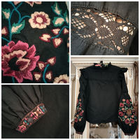 Блуза с вышивкой, кружевом, хб 100%