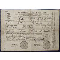 Сертификат об увольнении моряка. Англия. 1892 г.