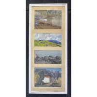 Бржозовский Г.Ф "Крымские пейзажи", картон, масло. Размер с родной рамой и паспарту 104х44см.