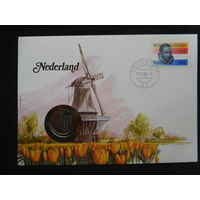 Нидерланды 1 гульден 1983 г конверт первого дня КПД