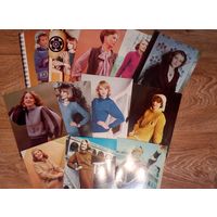 12 открыток - пособий по  вязанию-СССР- 14х18см