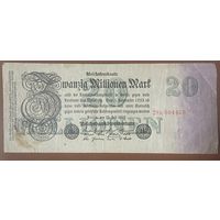 Банкнота 20 миллионов марок 1923 год. Веймарская республика.