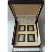 Тираж 150 шт!! Набор серебряных монет серии "Православные Чудотворные Иконы" 2010-2011: Смоленская, Минская, Казанская, Жировичская/Жировицкая