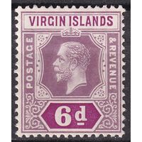 196.BrK. Великобритания. Колонии. Виргинские острова. Стандарт. Георг V. 1913 г. 6d. Mi #40