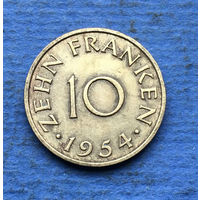 Саар (Саарленд, Саарланд) 10 франков 1954