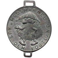 Жетон (медаль, медальон) Моховой человек. Германия. На оборотной стороне заклинание для вызывания лесного духа. 42 мм