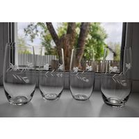 Стаканы 300 мл, стекло, ручная гравировка, одним лотом 4 шт.