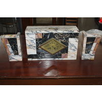 ЧАСЫ в стиле АРТ ДЕКО с двумя кашпо.Мрамор,маркетри.1920гг