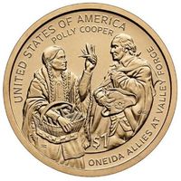 1 доллар 2026 США Айова. Сакагавея, Индианка, Полли Купер – Индейцы онейда на Велли-Фордж UNC двор D