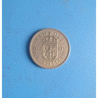 Великобритания 1 шиллинг 1953 год коронация Елизаветы II длинная надпись в легенде для Шотландии