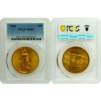 20 долларов 1924 г. Шагаюшая свобода. США. PCGS MS 65!!! Золото. KM# 131