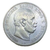 5 марок 1876, Пруссия, Вильгельм I, крупное серебро, с рубля