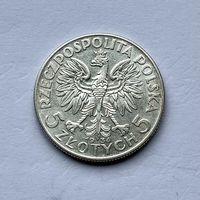 Монета СЕРЕБРО Польша 5 злотых 1934 год Ядвига ОТЛИЧНЫЕ