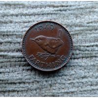 Werty71 Великобритания 1 фартинг 1949 Георг 6 Крапивник Птица