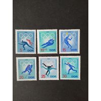 ГДР 1968 Полная серия марок "Зимние олимпийские игры в Гренобле" (чистые**) Mi.1335-1340 каталог 5.00 евро