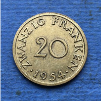 Саар (Саарленд, Саарланд) 20 франков 1954