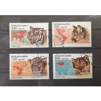 Бенин. 1999 год. Фауна. Дикие кошки (4 марки из серии)