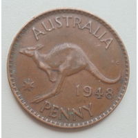 Австралия 1 пенни 1948 год король Георг VI с надписью  IND: IMP: кенгуру