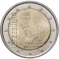 2 евро 2020 Люксембург  Рождение принца Чарльза UNC из ролла фото