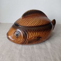 Винтажный террин/супница в форме рыбы Sarreguemines