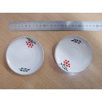 Блюдца от детского чайного сервиза Рябинка, Гжель, винтаж, СССР